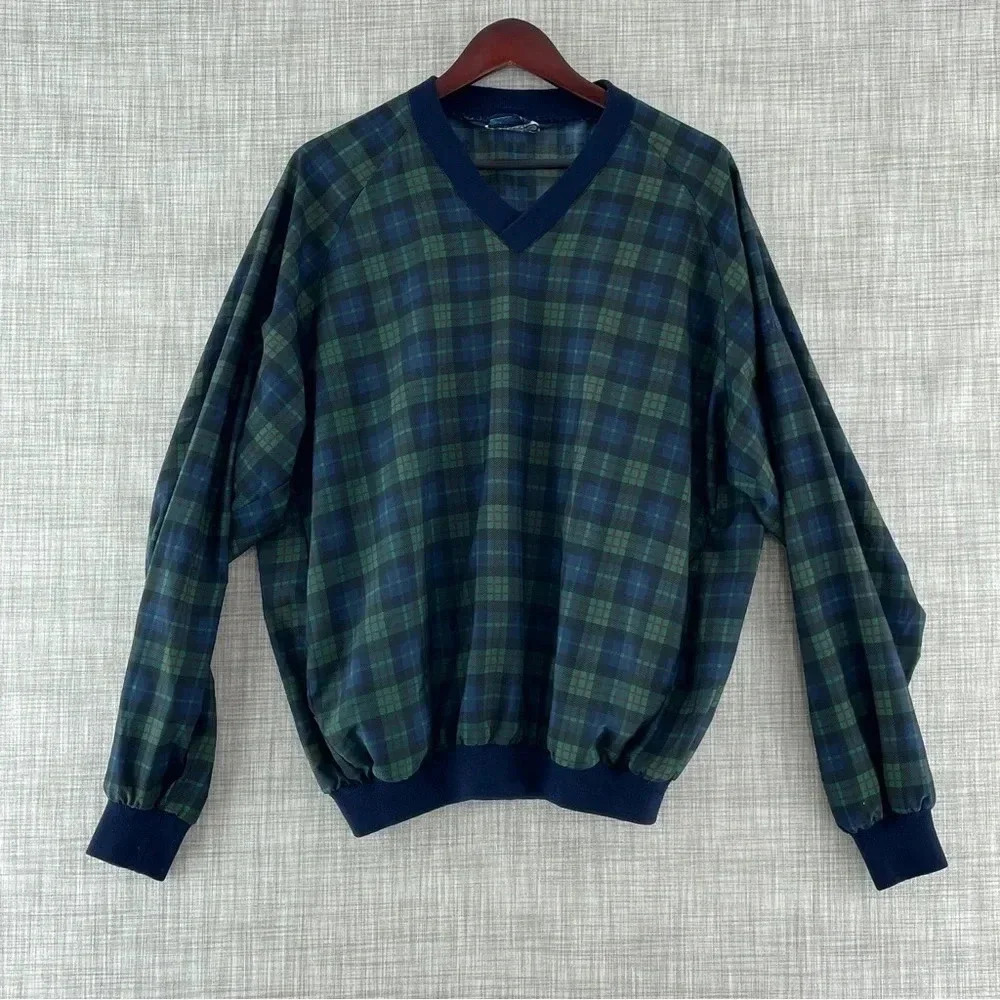 Sunderland Plaid long sleeve pullover golf windbreaker Large 9207